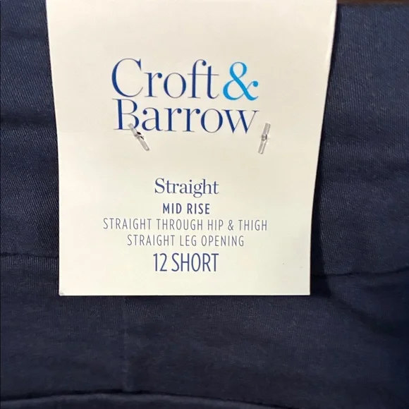 Croft & Barrow Blue Effortless Stretch Pans 12 Short mid Rise straight legs - Picture 7 of 7